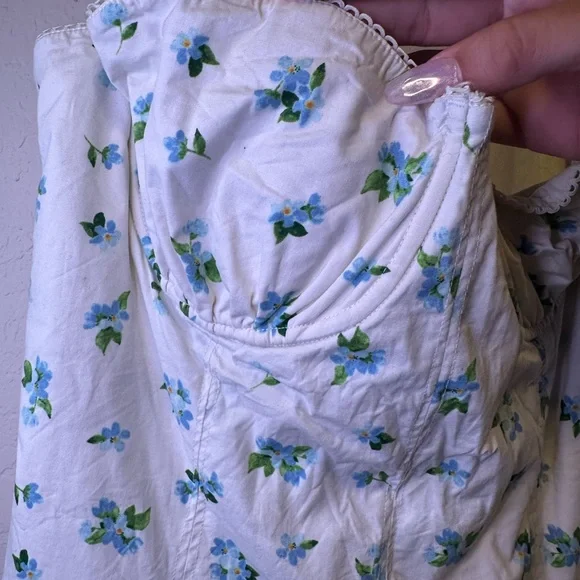WeWoreWhat White Floral Bustier Corset Top W/ Adjustable Straps Size 14 - Picture 7 of 10